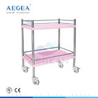 AG-SS053D metal hospital patient transport cart with 2 layers