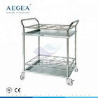 AG-SS021A CE ISO 2 layers mobile stainless steel hospital water bottle trolley