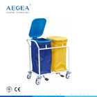 AG-SS019B Stainless Steel frame two dust bag with cover hospital dressing waste trolley bins