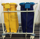 AG-SS019B Stainless Steel frame two dust bag with cover hospital dressing waste trolley bins