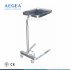 AG-SS008C height adjustable by foot pedal 304 stainless steel tray tables with wheels