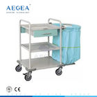 AG-SS017 CE ISO hospital movable dressing powder coating steel base Linen Trolley