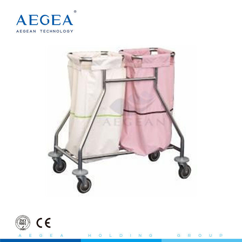 AG-SS019 With two different color bags hospital moving waste trolley