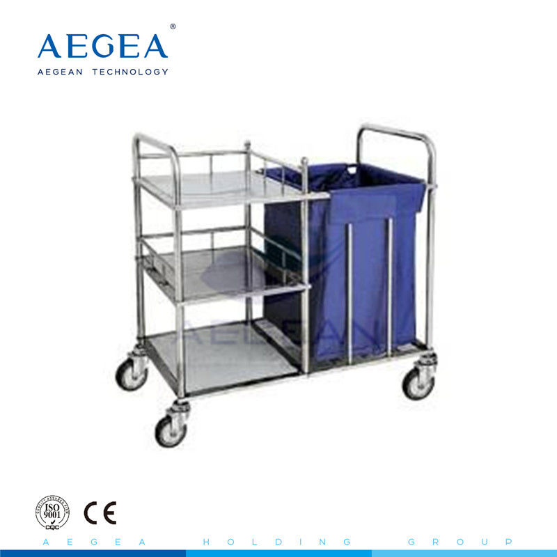 AG-SS010 Multifunction medical patient room linen dressing clean clothes trolley with bag