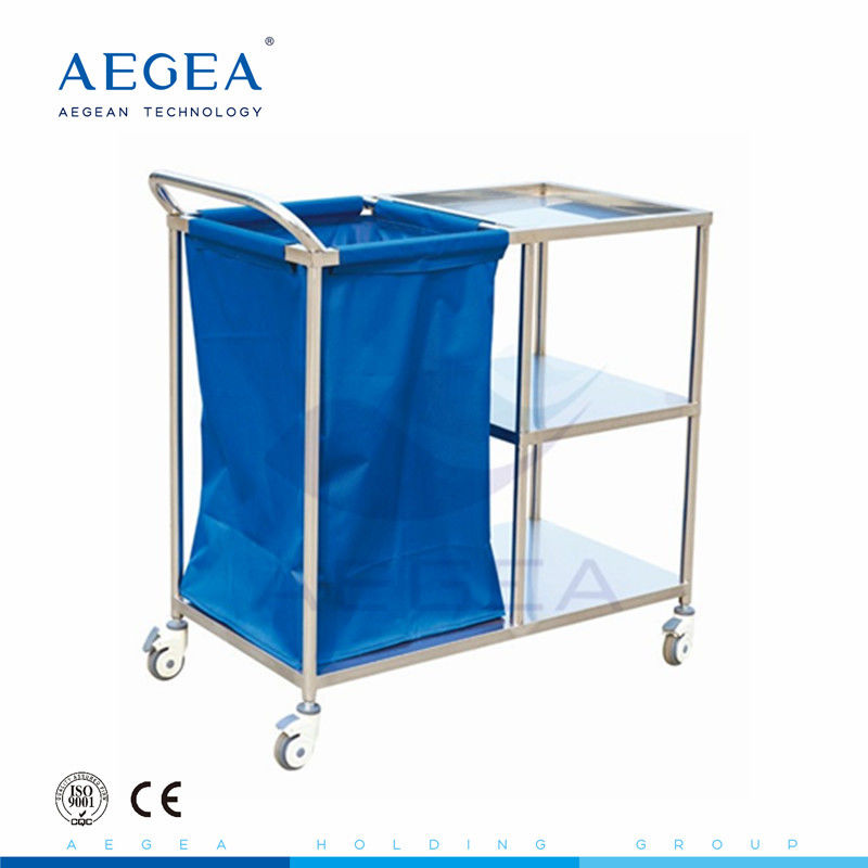 AG-SS010A Anti-rust stainless steel mobile medical dressing one linen bag waste trolley