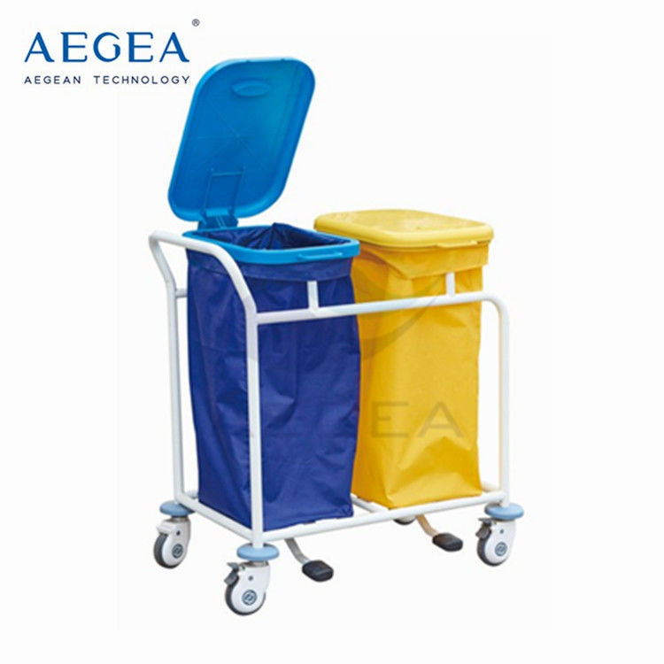 AG-SS019B Luxurious foot pedal controlled double-bag hospital dressing clean linen trolley