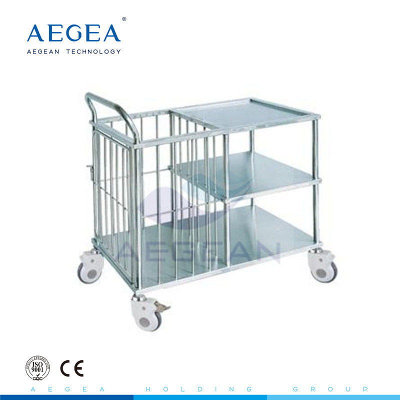 AG-SS060 hospital 3 layers stainless steel medical trolley