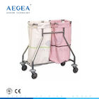 AG-SS019 Two bags SS frame hospital dressing medical linen trolley for sale