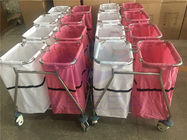 AG-SS019 Two bags SS frame hospital dressing medical linen trolley for sale
