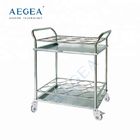 AG-SS021A CE ISO 2 layers mobile stainless steel hospital water bottle trolley