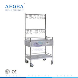 AG-SS033 easy clean stainless steel nursing cart with infusion hooks