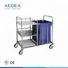 AG-SS010 CE ISO stainless steel hospital linen trolley with wheels