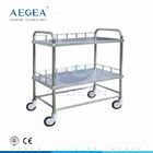 AG-SS020 Stainless steel two layers surgical operating therapy instrument cart with four wheels