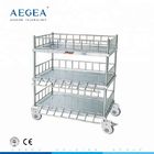 AG-SS054 Three shelves operating room mobile hospital instrument used stainless steel trolley price