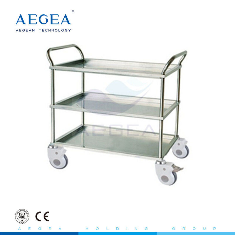 AG-SS022A hospital medical stainless steel treatment carts with 3 layers