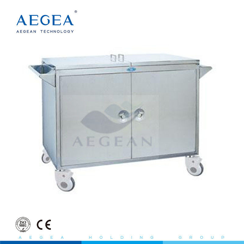 AG-SS067 stainless steel hospital medication delivery cart with two handrails