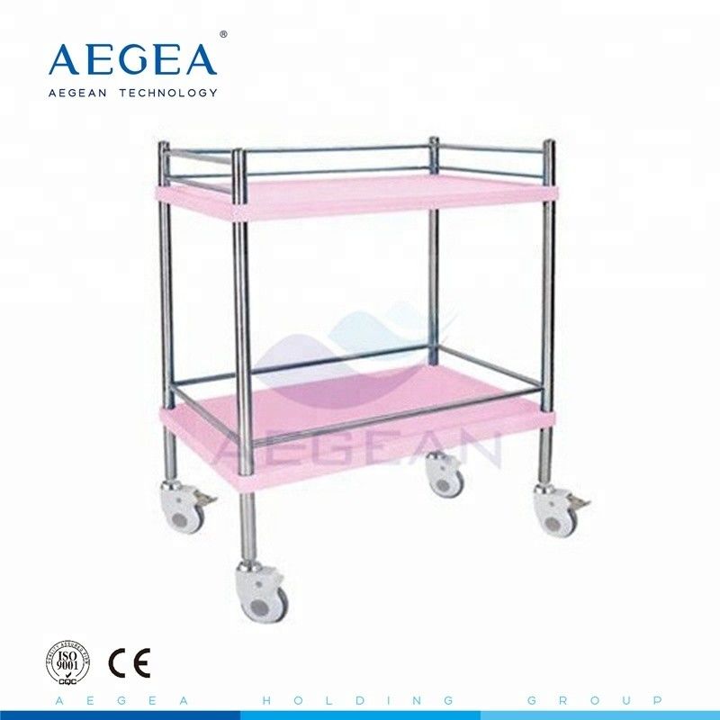 Popular sale AG-SS053D colorful hospital treatment stainless steel hospital cart