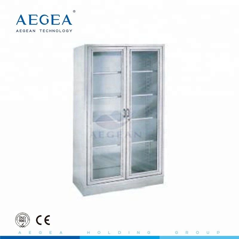 AG-SS003 stainless steel 2 doors crash cart hospital used metal cabinets sale