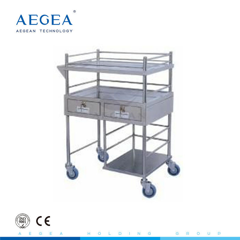 AG-SS024 stainless steel frame hospital instrument working mobile laboratory carts